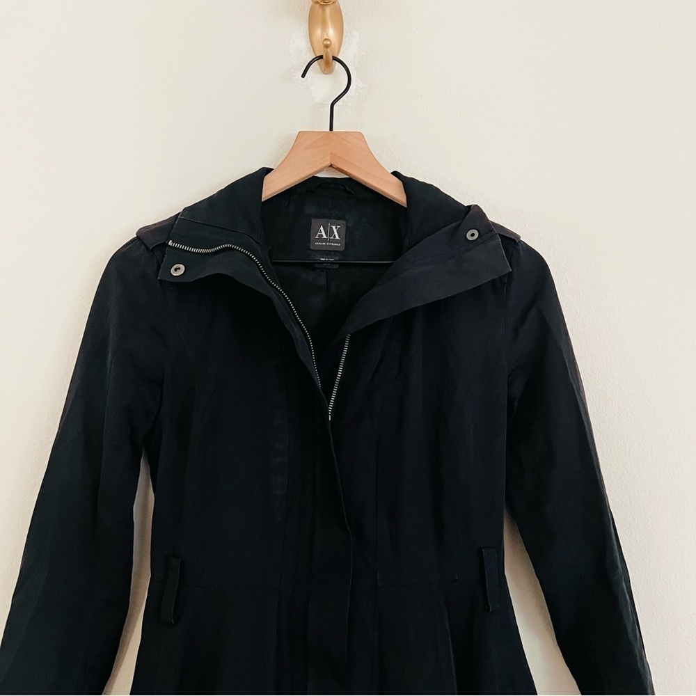 A|X Armani Exchange Women's Black Long Sleeve Peplum Trench Coat Size XS - Picture 3 of 6